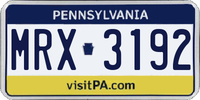 PA license plate MRX3192
