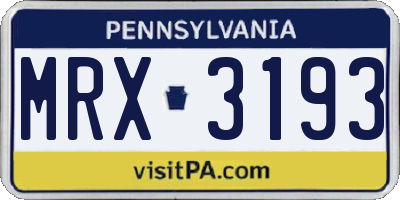 PA license plate MRX3193