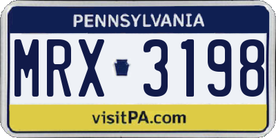 PA license plate MRX3198