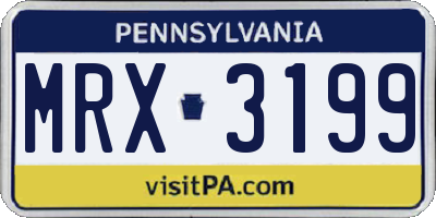 PA license plate MRX3199