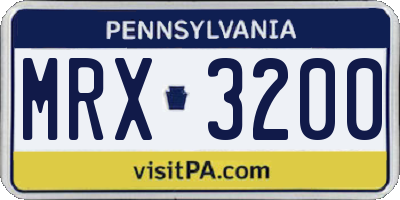 PA license plate MRX3200