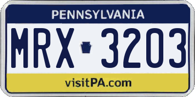PA license plate MRX3203