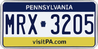 PA license plate MRX3205