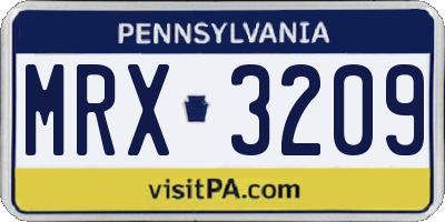 PA license plate MRX3209