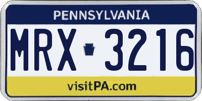 PA license plate MRX3216