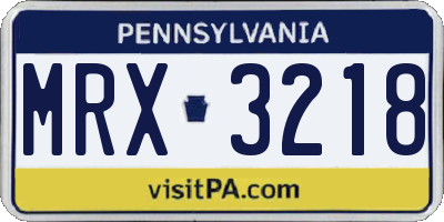 PA license plate MRX3218