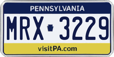 PA license plate MRX3229