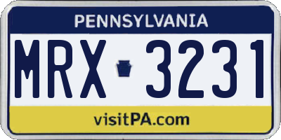 PA license plate MRX3231