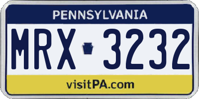 PA license plate MRX3232