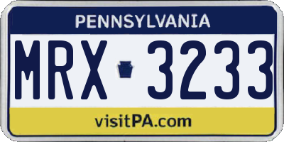 PA license plate MRX3233