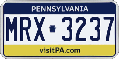 PA license plate MRX3237