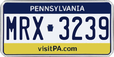 PA license plate MRX3239