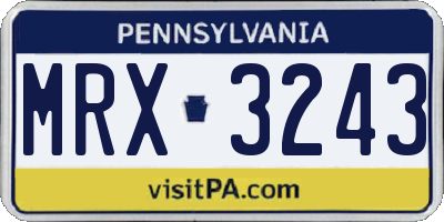 PA license plate MRX3243