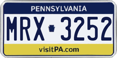 PA license plate MRX3252