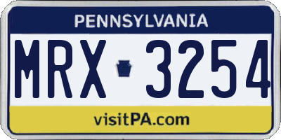PA license plate MRX3254