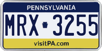 PA license plate MRX3255