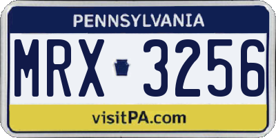 PA license plate MRX3256