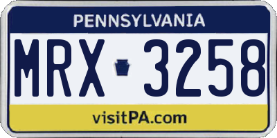 PA license plate MRX3258