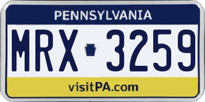 PA license plate MRX3259