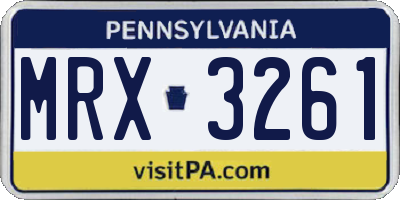 PA license plate MRX3261
