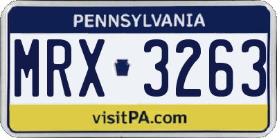 PA license plate MRX3263