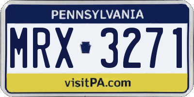 PA license plate MRX3271