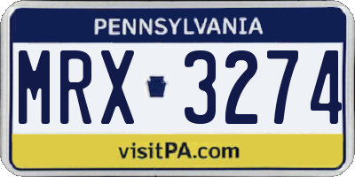 PA license plate MRX3274