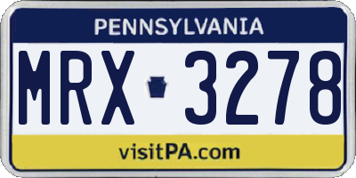 PA license plate MRX3278