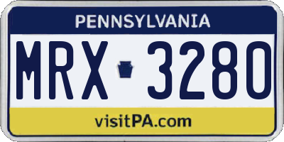 PA license plate MRX3280