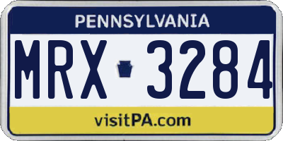 PA license plate MRX3284