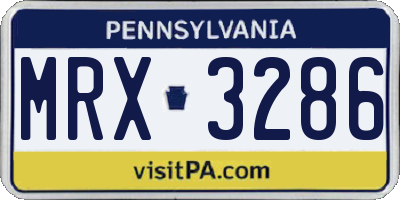 PA license plate MRX3286