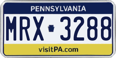 PA license plate MRX3288