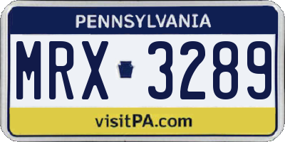 PA license plate MRX3289