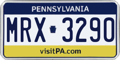 PA license plate MRX3290