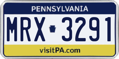 PA license plate MRX3291