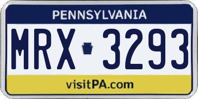 PA license plate MRX3293