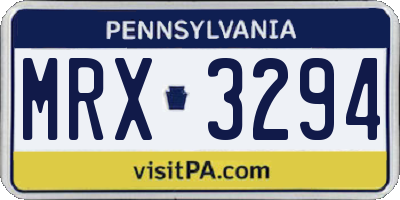 PA license plate MRX3294