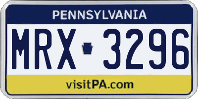 PA license plate MRX3296