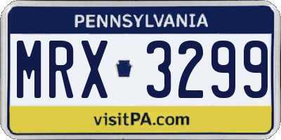 PA license plate MRX3299