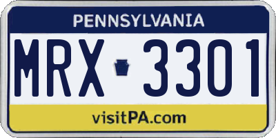 PA license plate MRX3301