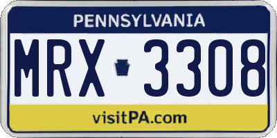 PA license plate MRX3308