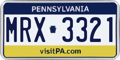 PA license plate MRX3321
