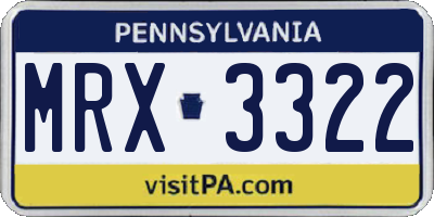 PA license plate MRX3322