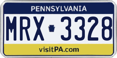 PA license plate MRX3328