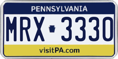 PA license plate MRX3330