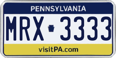 PA license plate MRX3333