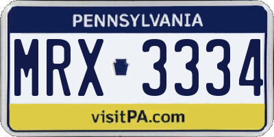 PA license plate MRX3334