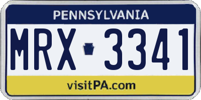 PA license plate MRX3341