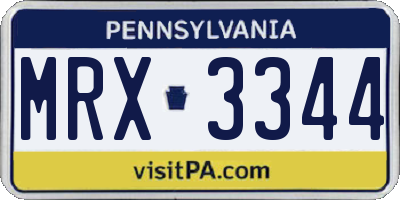 PA license plate MRX3344