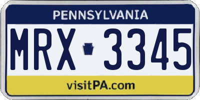 PA license plate MRX3345